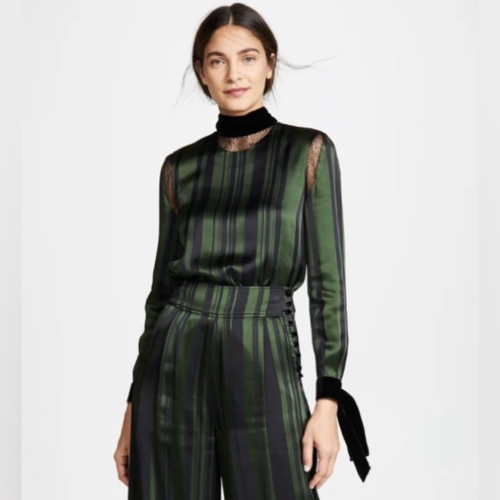 ADEAM - LACE TRIMMED PAJAMA TOP
Color:JADE GREEN - XS